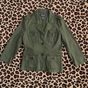City Streets 90s y2k vintage Green Military Style Jacket Blazer